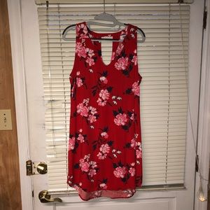 red floral dress